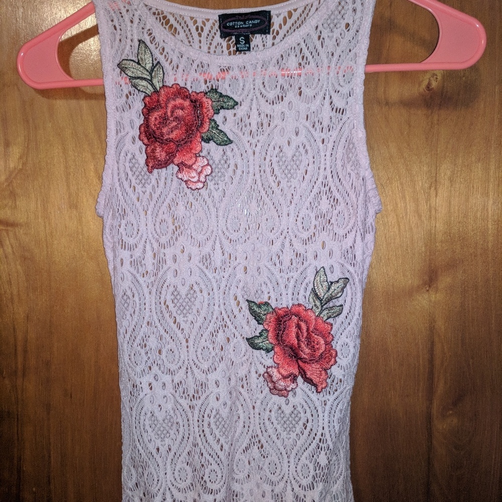 Pink lace body suit
